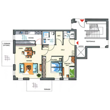 Grundriss Haus 1 - Wohnung 1.2 und Wohnung 1.6 (89,85 m²)