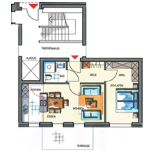 Grundriss Haus 1 - Wohnung 1.3 und Wohnung 1.7 (54,89 m²)