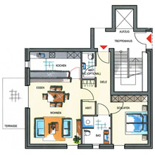  Grundriss Haus 2 - Wohnung 2.2 und Wohnung 2.4 (74,98 m²)