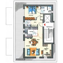 Grundriss Haus 2 - Penthouse-Wohnung 2.5 (87,68 m²)